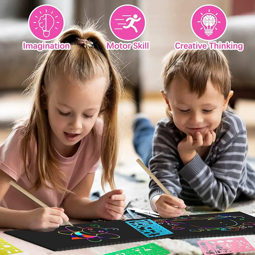 Smasiagon Scratch Paper Art Set For Kids: 2 Pack Scratch ...