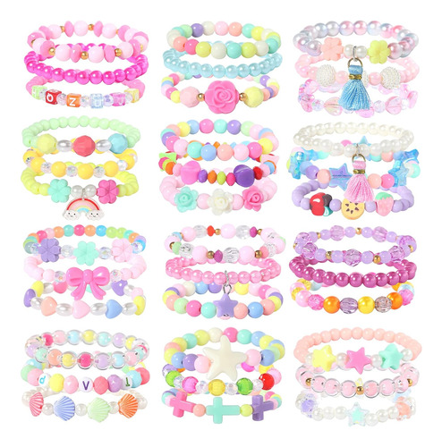 Pinkseep - Pulseras Cuentas Niños, Paquete De 12, 36 P...