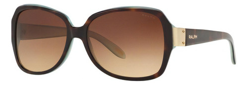 Anteojos de sol Ralph Lauren RA5138 con marco de acetato color habana, lente marrón degradada