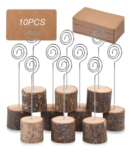 10pcs Porta Tarjetas De Madera Soportes Para Números De Mesa