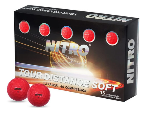 Pelotas Bolas De Golf Nitro Tour Distance 15 Uni Rojo