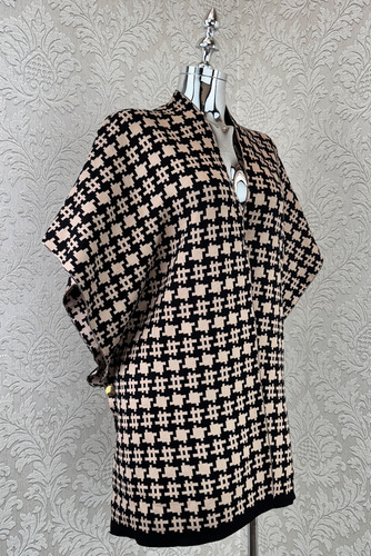 Poncho Capa Chal Tejido Stretch Pata De Gallo Elegante Maxi
