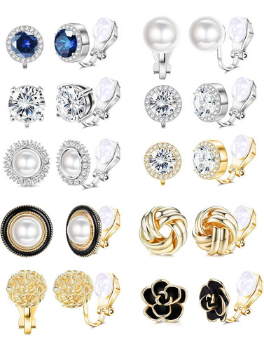10pare Aretes Falso Mujer Aretes Clip Sin Piercing Ajustable