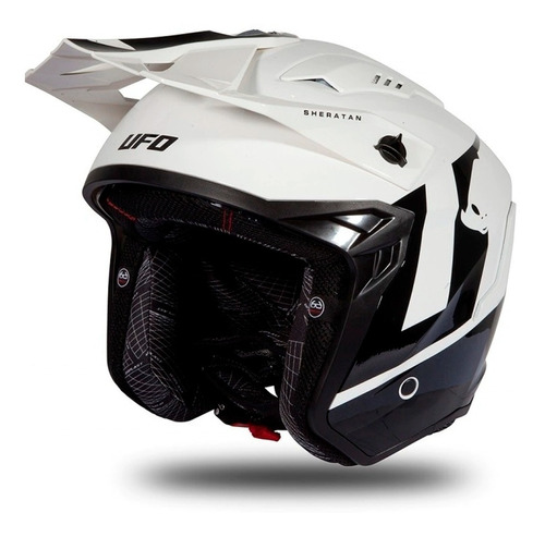 Casco Moto Abierto Ufo Sheratan Jet Con Visor Interno Brillo