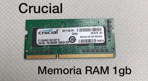 Memoria Ram Crucial 1gb Ddr Sodimm 128mx64