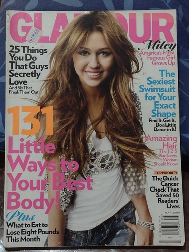 Revista Glamour Con Miley Cyrus, En Ingles,