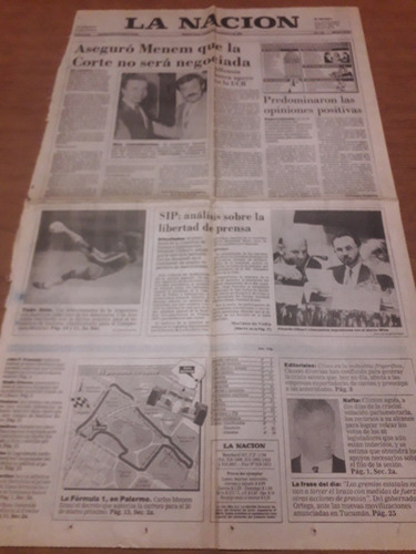 Tapa Diario Nación 16 11 1993 F1 Batistuta Libertad Prensa 
