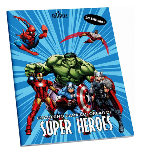 Cuaderno Para Colorear De Super Heroes Marvel Dibujos Varios
