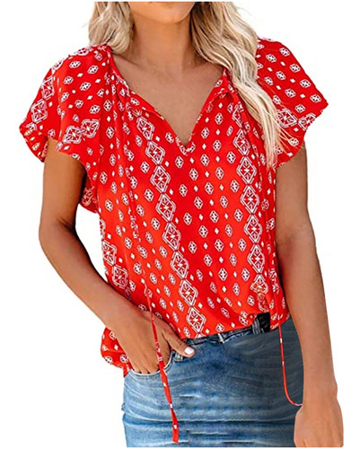 Tops De Mujer Playera Con Estampado Elegante De Gasa Suelta