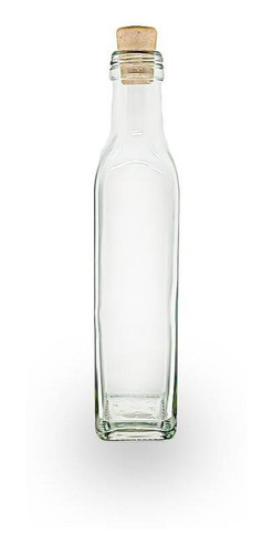Botella Vidrio Licor Aceite Con Corcho Cuadrada 250cc X12 