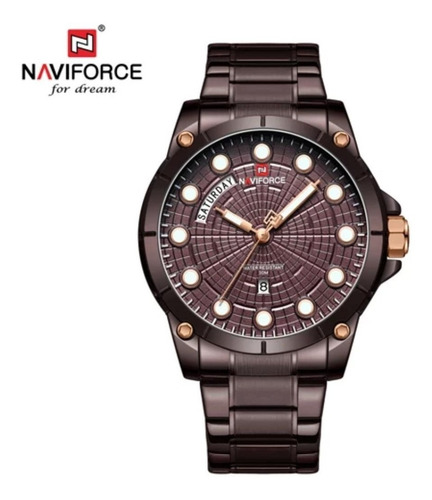 Relogio Pulso Luxo Masculino Naviforce 9152m Aço