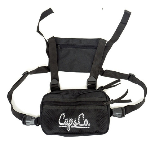 Shoulder Bag Chest Bolsa Lateral Caps Company Cor Preto Cor da correia de ombro Preto Desenho do tecido Liso