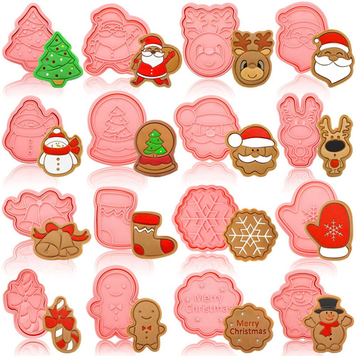 16 Repuesto Cortador Galleta Navidad Mini Sello Relieve