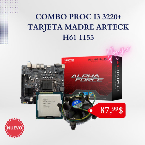 Combo Proc I3 3220 Con Tarjeta Madre Arteck H61 Nuevo 