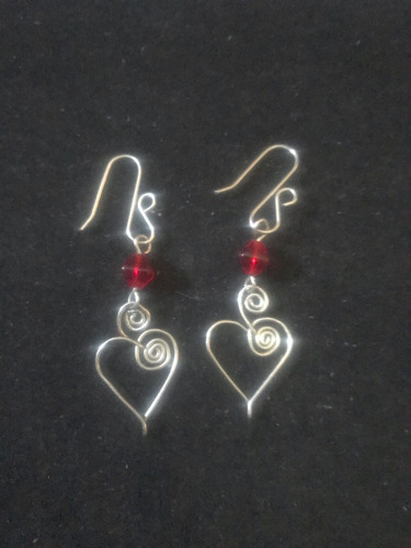  Aretes Artesanales Modelo Corazon Paquete 3pzas