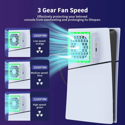Ventilador De Refrigeración Para Ps5 Slim Con Luz Led