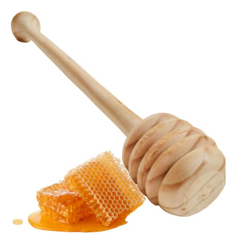 6 Cucharas Mieleras De Madera - Palitas Mieleras Color Naranja Claro