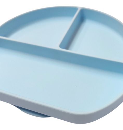 Prato Em Silicone Com Divisórias E Ventosa Azul Everly Cor Azul-claro Liso