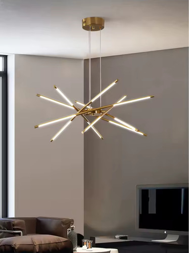 Lustre Nórdica De Led Moderna 72w Em 3 Cores Dourado Dourado