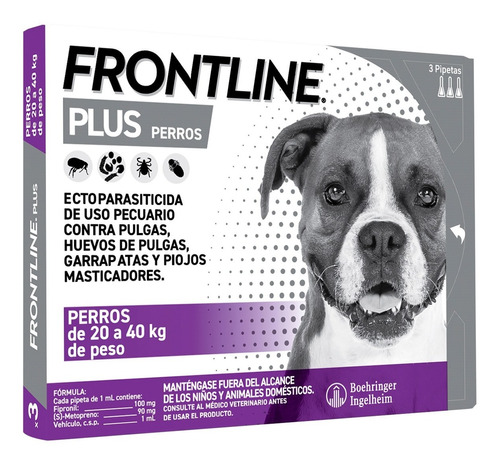 3 Pipetas 20-40 Kg Frontline Plus Fpl