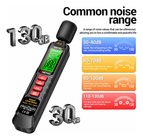 Decibel Meter Sound Nível De Som Digital Faixa De 30-130db