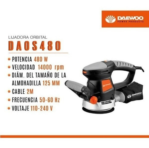 Lijadora Roto Orbital Daewoo 125mm 5'' 480w 4000 Rpm