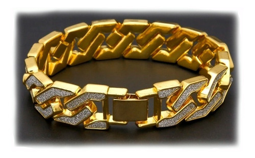 Pulsera Acero Inoxidable. Arena. 21.5 Cm Metal Dorado.  P: 3