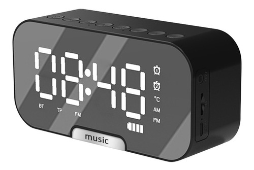 Reloj Despertador Digital Espejado Con Bocina Bt Y Radio Fm