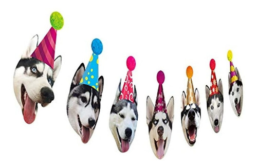 Guirnalda De Cumpleaños Para Perros, Divertida Cara De Husky