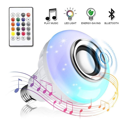 Lampara Led Rgb 7w E27 + Parlante 3w Bluetooth + Control Rem