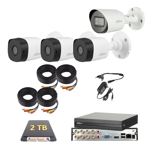 Kit 4 Video Vigilancia 1080p 2mp Dahua 2 Tb Dvr 8 Microfono