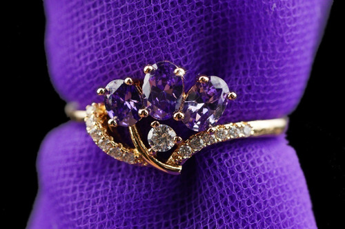 Anillos Compromiso Oro 18k Bugambilia Regalo Mujer Boda Dama