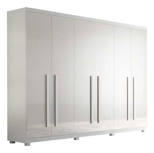Guarda Roupa Casal Bahia 6 Portas 4 Gavetas Com Pés Rufa Cor Branco
