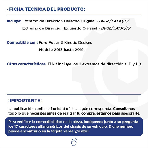Imagen 2 de 9 de Kit De Extremos De Direccion Ford Focus 3 13/19 - Original