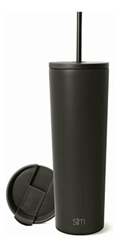 Simple Modern Insulated Tumbler With Lid And Straw | Iced Color - Midnight Black