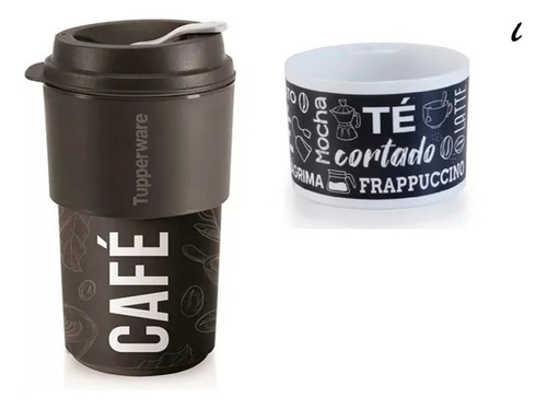 Eco Vaso Negro - 490 Ml- Tupperware - Con Dos Collarines