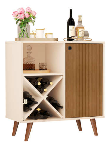 Moveis Gabinete De Bar Con Estantes Y Espacio Para Botellas Color Blanco con café