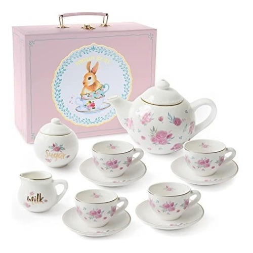 Jewelkeeper Juego De Té De Porcelana Para Niñas Pequeñas