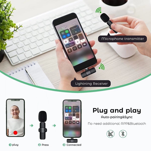 Micrófono De Solapa Inalámbrico Para Android Tipo C, 2 Pzas