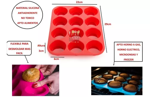 Moldes Muffins Silicona Horno Cupcakes Repostería Set X12