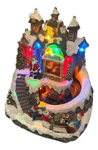 Vila Natalina Casa Do Noel Com Trem Giratório Musical E Led