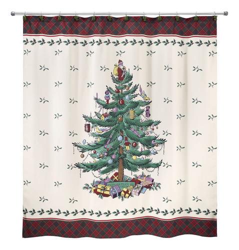 Coleccion Tartan Arbol Navidad Cortina Ducha Multicolor