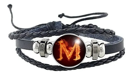 Pulseira Letra M Do Alfabeto Inicial Unissex E Ajustável Comprimento 22 Cm Diâmetro 2 Cm