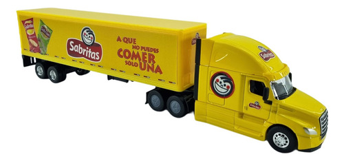 Tráiler Freightliner Cascadia Logos Esc 1:64 Sin Caja Color Amarillo