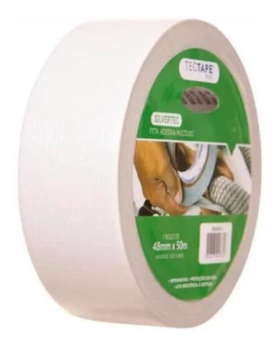 Fita Tecido Adesiva Multiuso Silver Tape Branca 48mm X 50 Mt