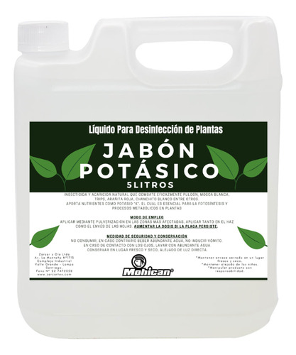 Jabon Potásico Liquido Para Desinfección De Plantas 5 Lts