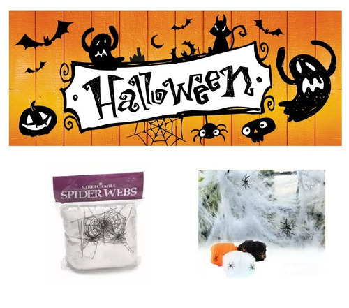 Halloween Tela De Araña Blanca C/ Araña