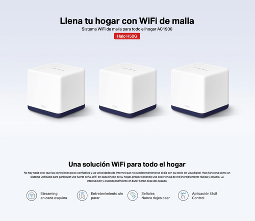 Set 3 Sistema Wi-fi Mesh Gigabit Halo H50g Ac1900 Mercusys