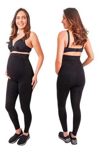 Imagem 6 de 8 de Calça Legging Gestante Grávida Cintura Alta Preta Zee Rucci