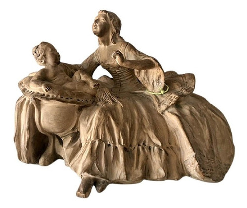 Escultura Terracota Italiana Maternidad Firmada A. Basiotto 